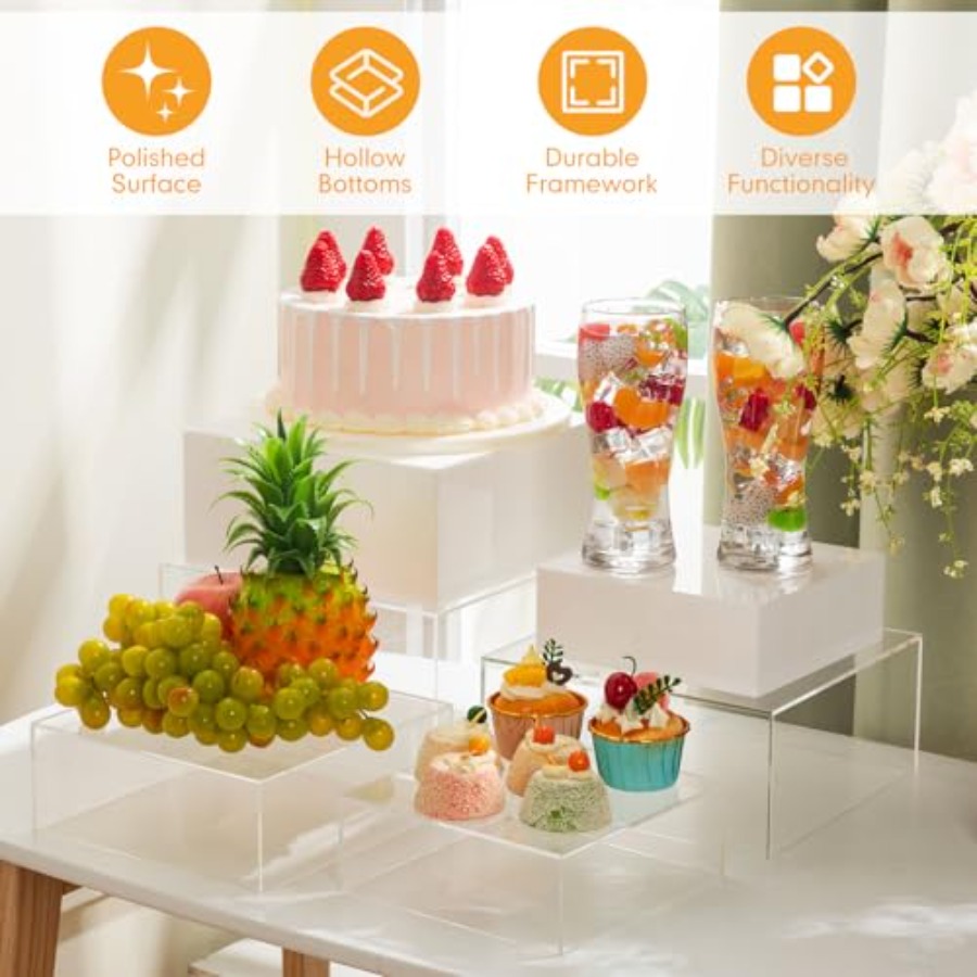 Buffet Risers Set of 10 Acryli - đánh giá và giá Display Risers Set