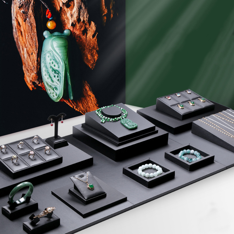 Black PU Leather Jewelry Displ - đánh giá và giá Display Risers Set